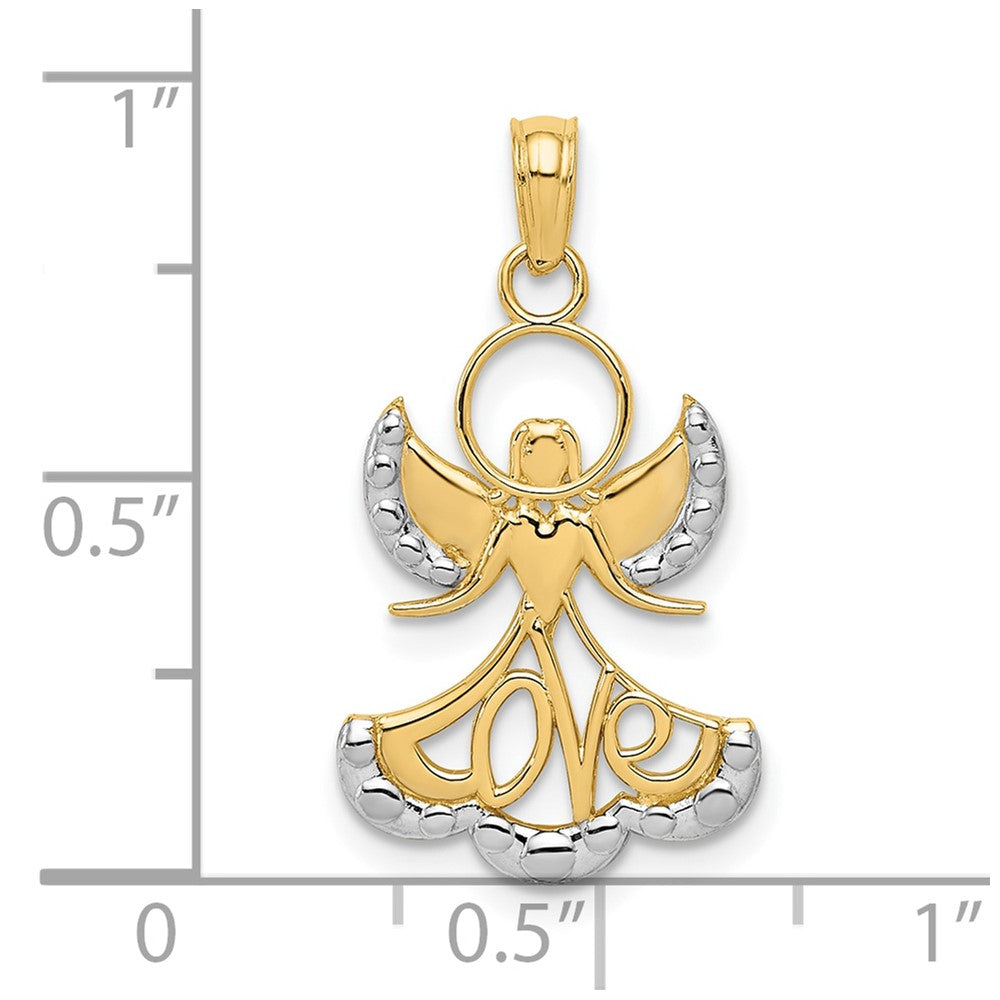 FJC Finejewelers 10 kt Yellow Gold with Rhodium Love Angel Charm 27 x 13 mm