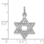 FJC Finejewelers 10 kt White Gold Themed Jewish Star Charm 24 mm x 15 mm