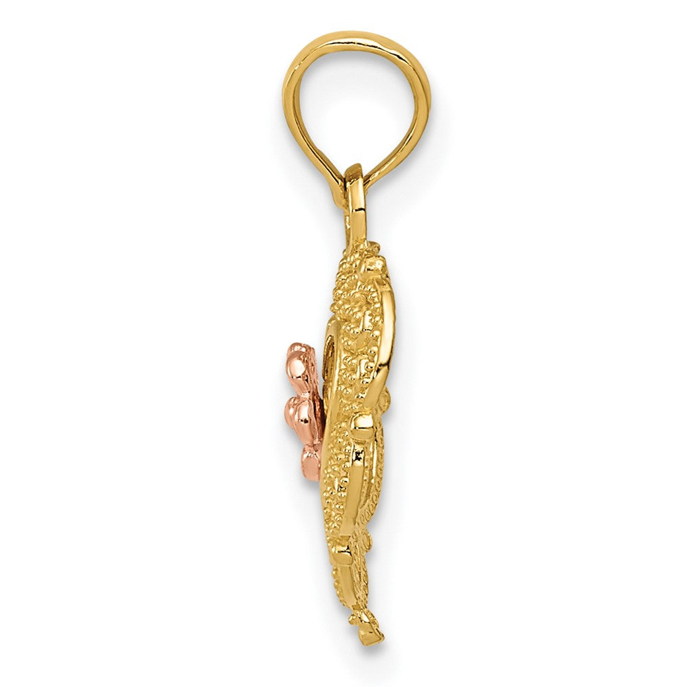FJC Finejewelers 10 kt Two Tone Gold Two-tone Polished Flower in Fancy Border Heart Charm 19 x 12 mm