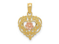 FJC Finejewelers 10 kt Two Tone Gold Two-tone Polished Flower in Fancy Border Heart Charm 19 x 12 mm