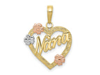 FJC Finejewelers 10 kt Tri Color Gold Tri-color Nana in Heart with Flowers Charm 21 x 17 mm