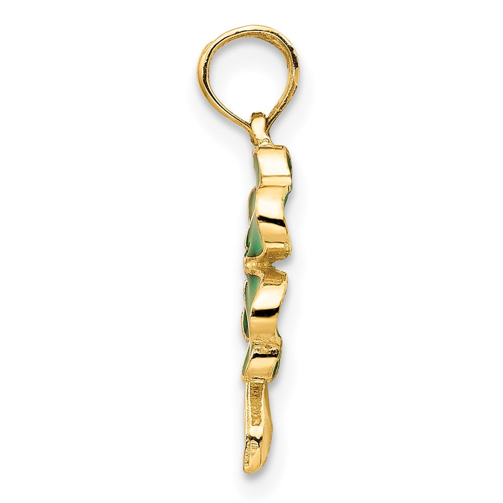 FJC Finejewelers 10 kt Yellow Gold 4-Leaf Clover Enameled Charm 20 x 10 mm