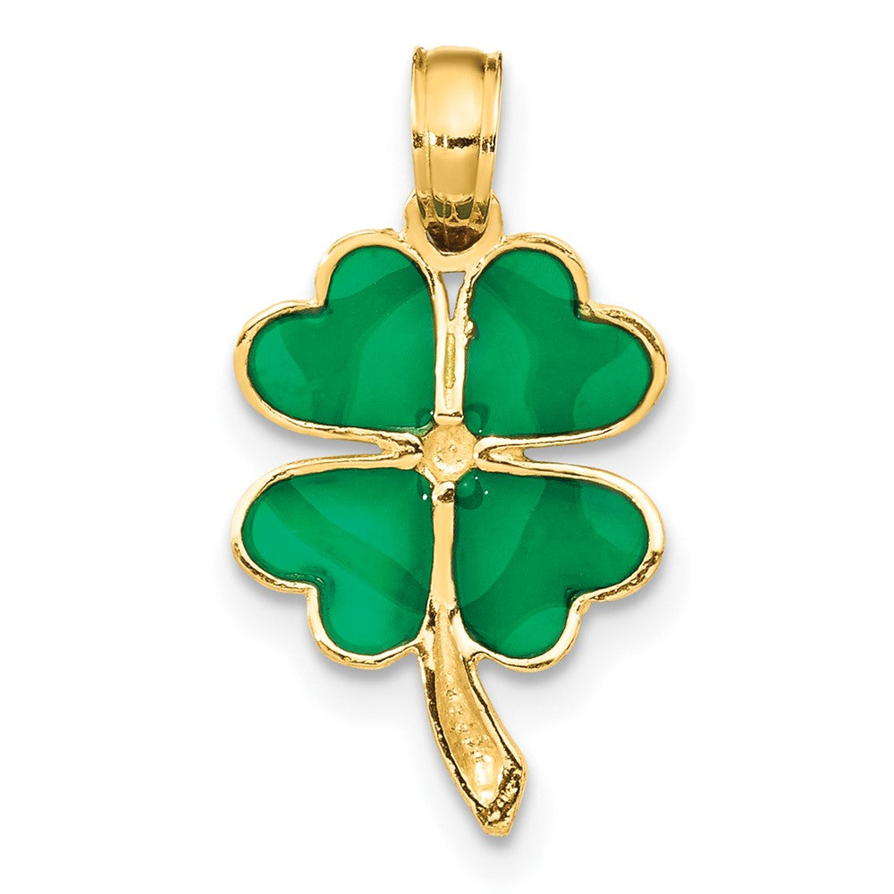 FJC Finejewelers 10 kt Yellow Gold 4-Leaf Clover Enameled Charm 20 x 10 mm