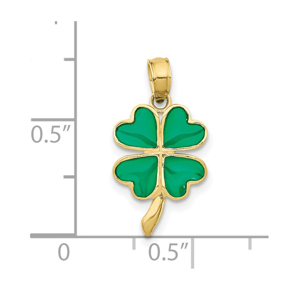 FJC Finejewelers 10 kt Yellow Gold 4-Leaf Clover Enameled Charm 20 x 10 mm