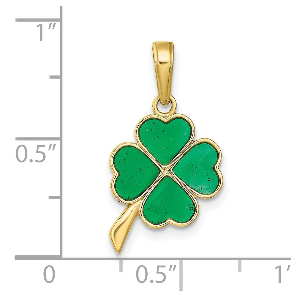 FJC Finejewelers 10 kt Yellow Gold 4-Leaf Clover Enameled Charm 20 x 10 mm