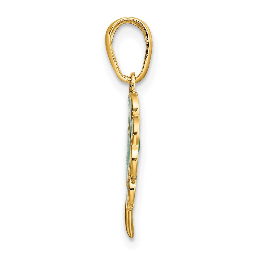 FJC Finejewelers 10 kt Yellow Gold 4-Leaf Clover Enameled Charm 20 x 10 mm