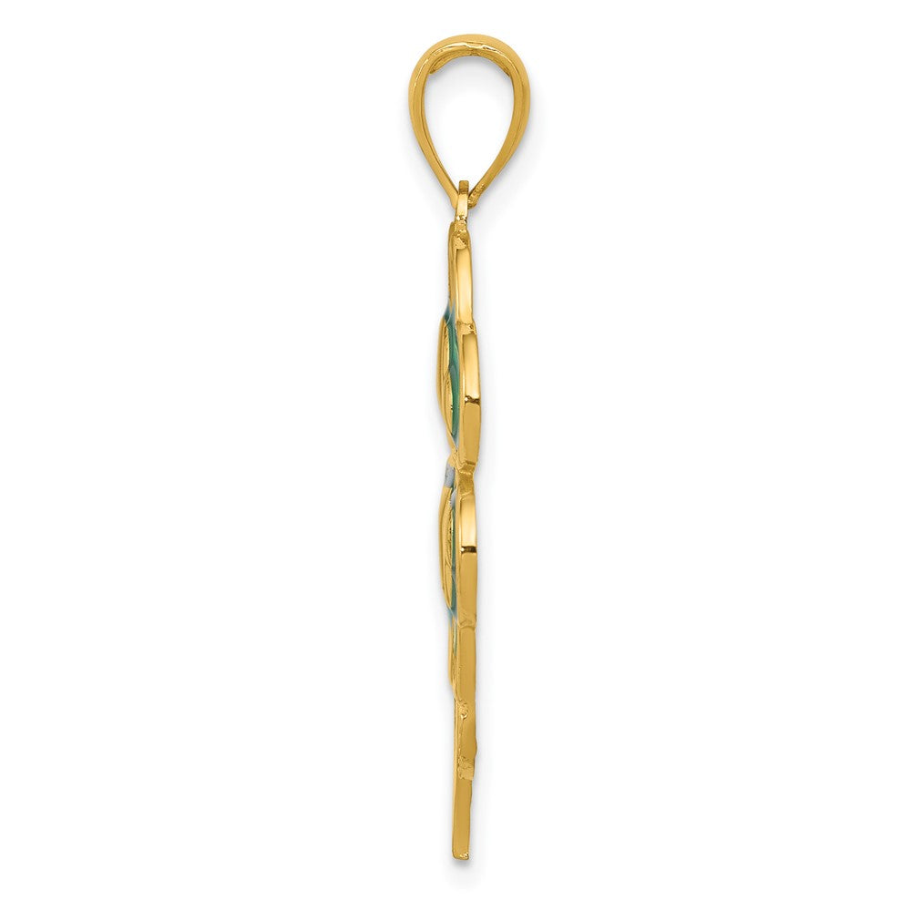 FJC Finejewelers 10 kt Yellow Gold 4-Leaf Clover Charm with Enameled Tips 30 x 20 mm