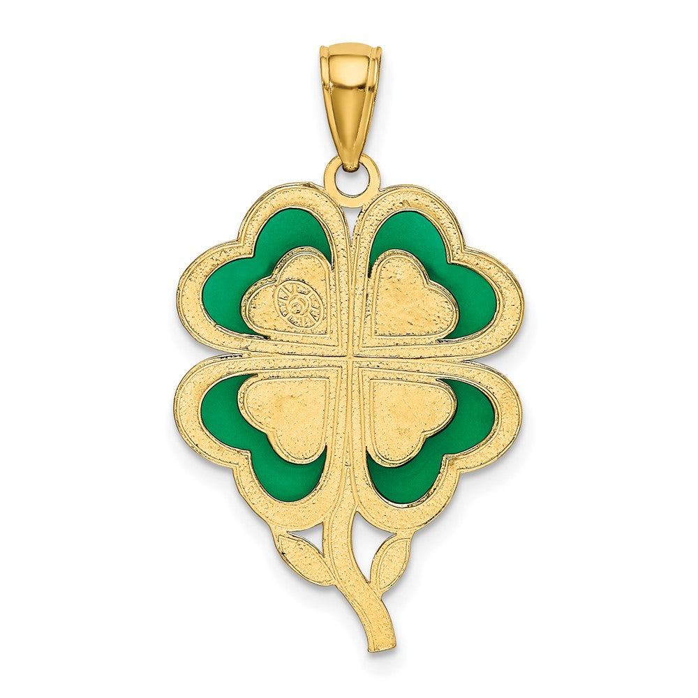 FJC Finejewelers 10 kt Yellow Gold 4-Leaf Clover Charm with Enameled Tips 30 x 20 mm