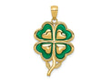 FJC Finejewelers 10 kt Yellow Gold 4-Leaf Clover Charm with Enameled Tips 30 x 20 mm
