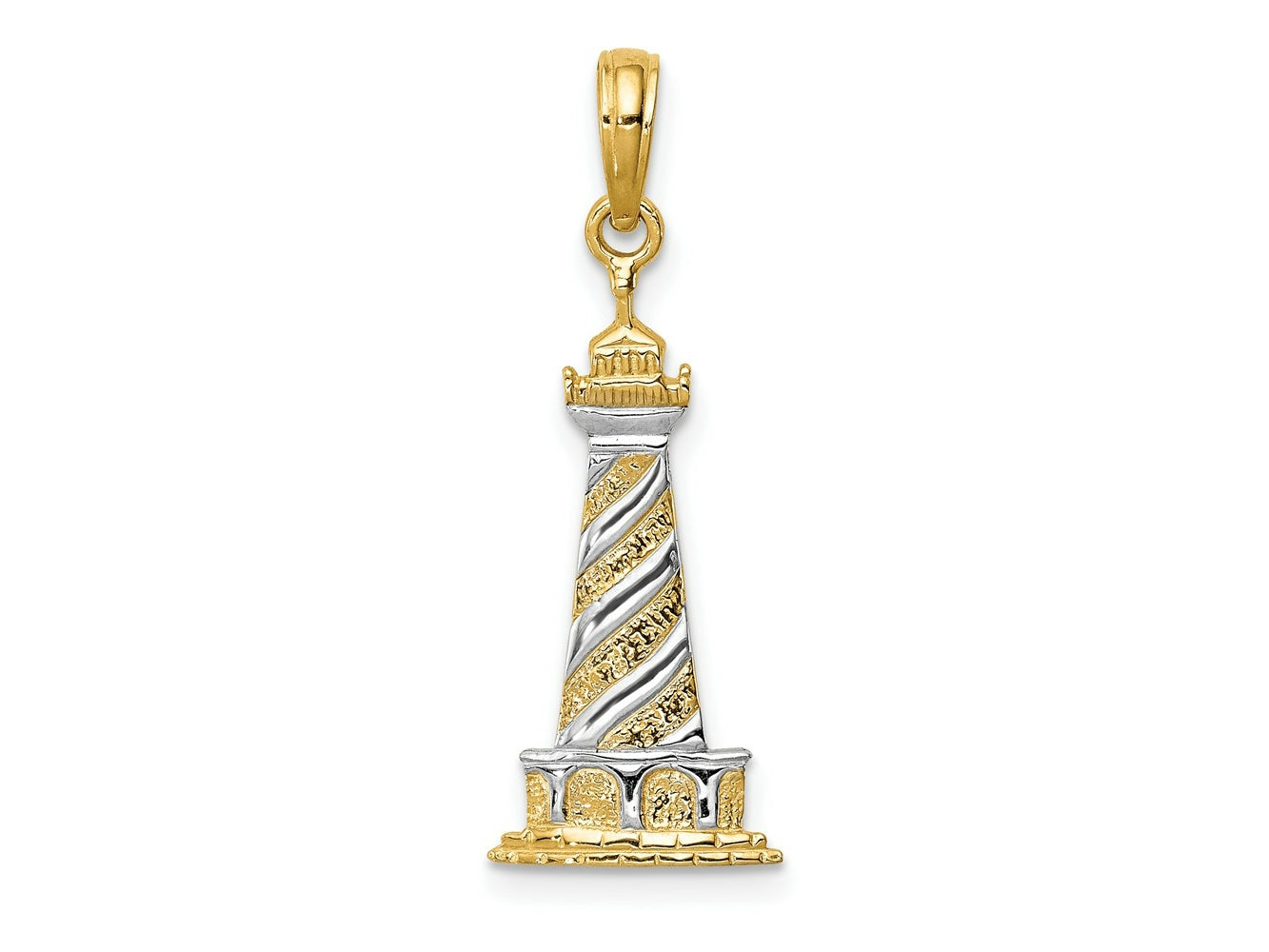 FJC Finejewelers 10 kt Yellow Gold and Rhodium Cape Hatteras Lighthouse Charm 27 x 10 mm