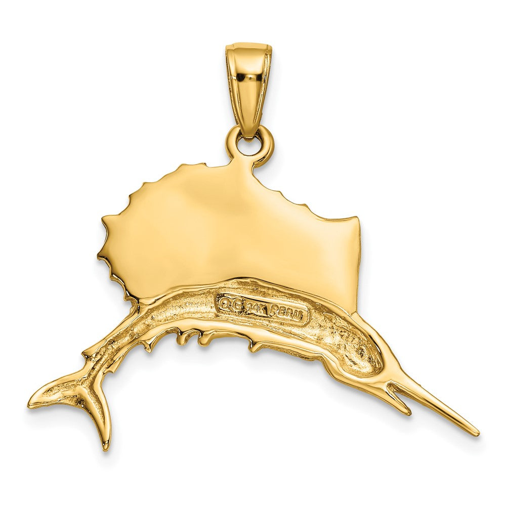 FJC Finejewelers 10 kt Yellow Gold and Rhodium Sailfish Charm 29 x 30 mm