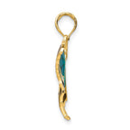 FJC Finejewelers 10 kt Yellow Gold Aqua Enameled Butterfly Charm 24 x 31 mm