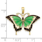 FJC Finejewelers 10 kt Yellow Gold Green Enameled Butterfly Charm 24 x 31 mm