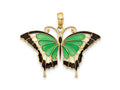 FJC Finejewelers 10 kt Yellow Gold Green Enameled Butterfly Charm 24 x 31 mm