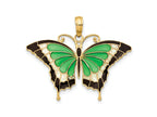 FJC Finejewelers 10 kt Yellow Gold Green Enameled Butterfly Charm 24 x 31 mm