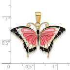 FJC Finejewelers 10 kt Yellow Gold Enameled Butterfly Charm 24 x 31 mm