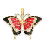 FJC Finejewelers 10 kt Yellow Gold Enameled Butterfly Charm 24 x 31 mm