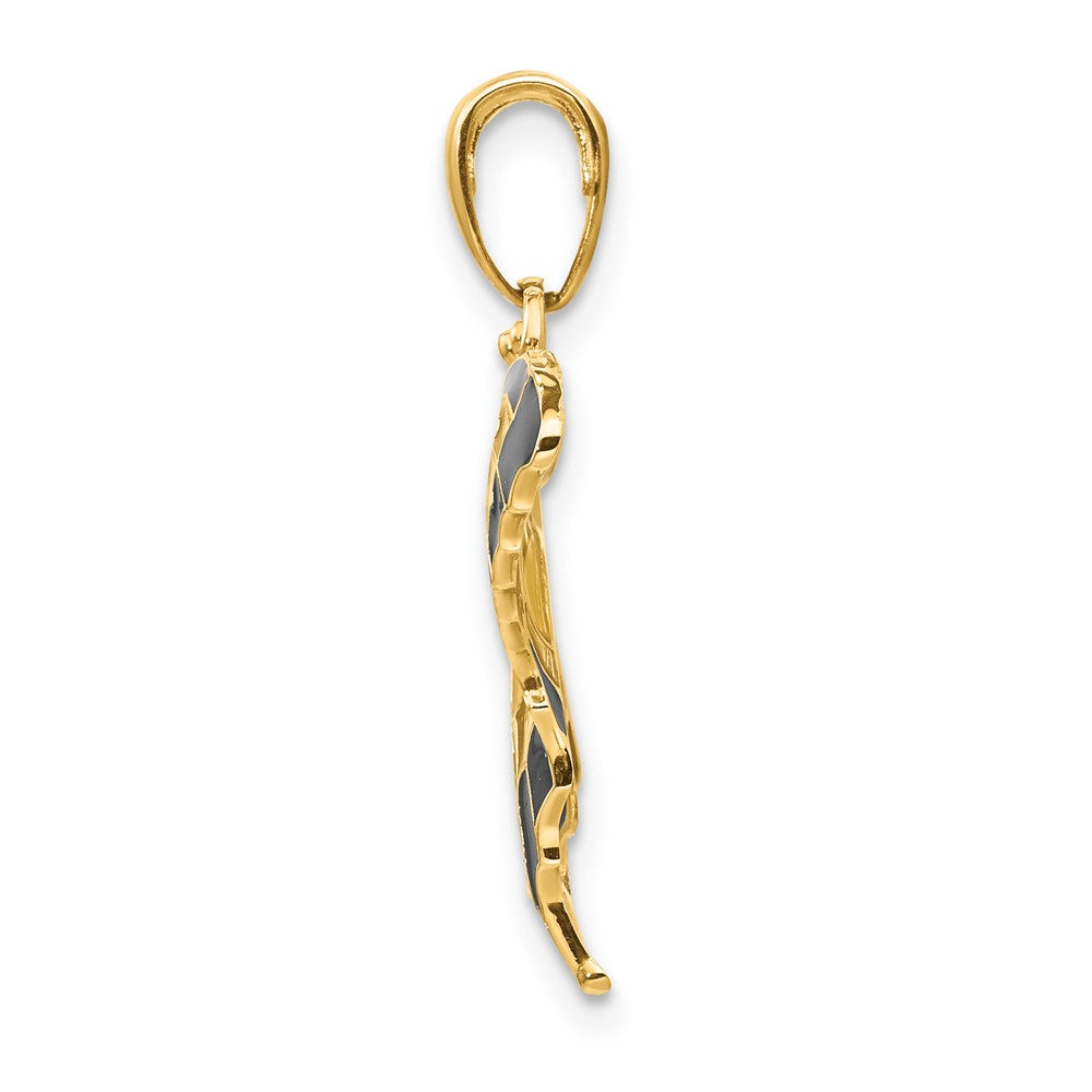 FJC Finejewelers 10 kt Yellow Gold Yellow Enameled Butterfly Charm 24 x 31 mm