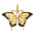 FJC Finejewelers 10 kt Yellow Gold Yellow Enameled Butterfly Charm 24 x 31 mm