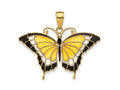 FJC Finejewelers 10 kt Yellow Gold Yellow Enameled Butterfly Charm 24 x 31 mm
