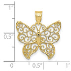 FJC Finejewelers 10 kt Yellow Gold Filigree Butterfly Charm 22 x 20 mm