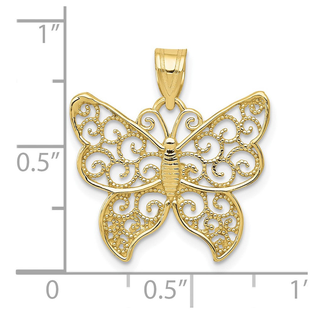 FJC Finejewelers 10 kt Yellow Gold Filigree Butterfly Charm 22 x 20 mm