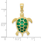 FJC Finejewelers 10 kt Yellow Gold Green Enameled Sea Turtle Charm 29 x 18 mm