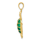 FJC Finejewelers 10 kt Yellow Gold Green Enameled Sea Turtle Charm 29 x 18 mm