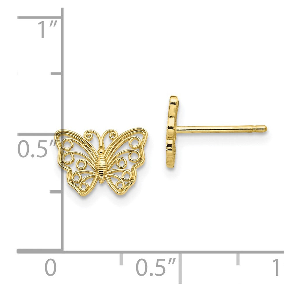 FJC Finejewelers 10 kt Yellow Gold Button Butterfly Post Earrings 7 mm x 9 mm