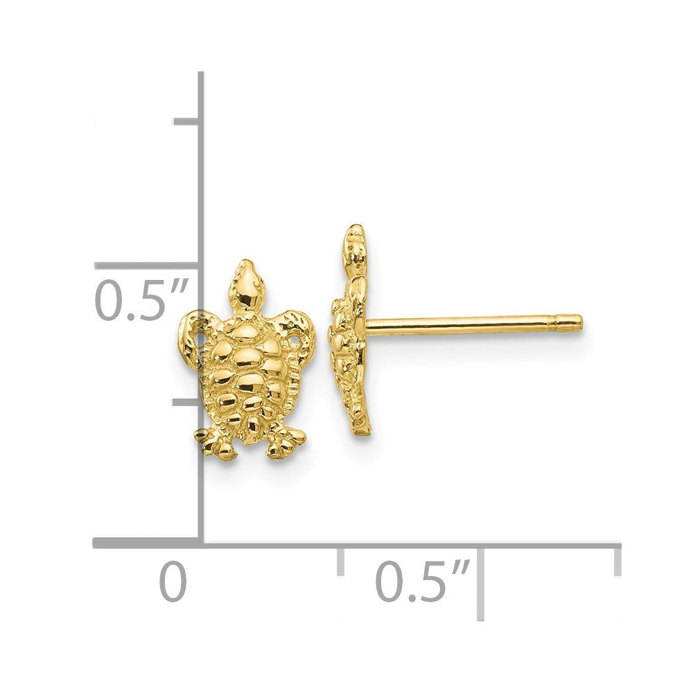 FJC Finejewelers 10 kt Yellow Gold Button Mini Turtle Post Earrings 9 mm x 6 mm