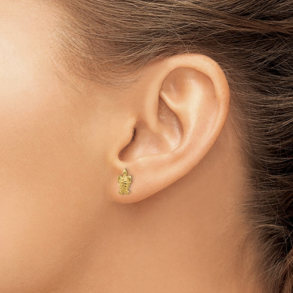 FJC Finejewelers 10 kt Yellow Gold Button Mini Turtle Post Earrings 9 mm x 6 mm