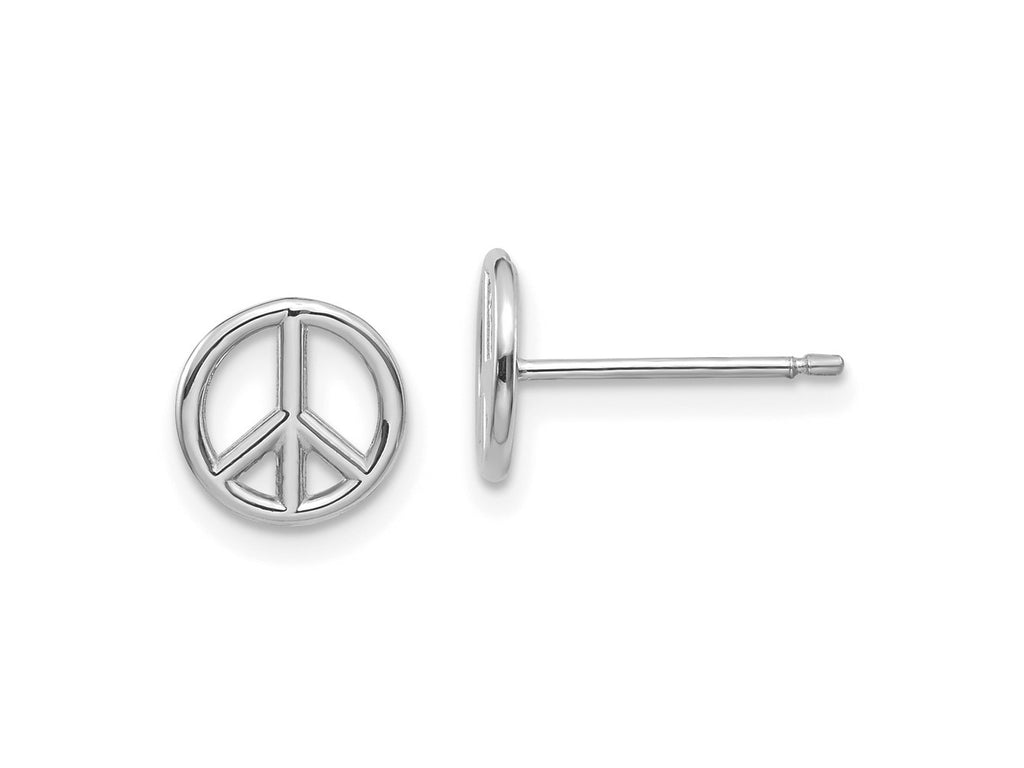 FJC Finejewelers 10 kt White Gold Button Polished Peace Symbol Post Earrings 8 mm x 8 mm
