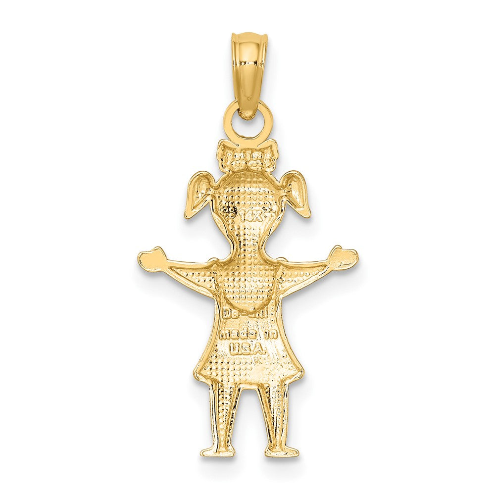 FJC Finejewelers 10 kt Yellow Gold Solid Polished Girl with Pig-Tails Charm 22 x 13 mm