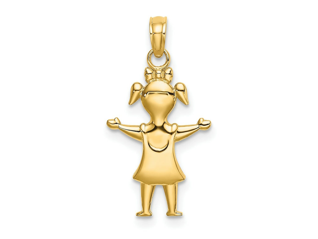 FJC Finejewelers 10 kt Yellow Gold Solid Polished Girl with Pig-Tails Charm 22 x 13 mm