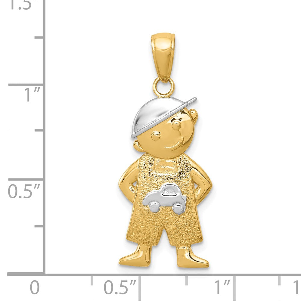 FJC Finejewelers 10 kt Yellow Gold and Rhodium Boy with Hands in Pockets Charm 30 x 12 mm