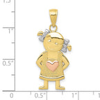 FJC Finejewelers 10 kt Yellow Gold Themed Yellow and w/Rhodium Girl Charm 30 mm x 14 mm