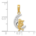 FJC Finejewelers 10 kt Yellow Gold and Rhodium Polished Moon with Angel Charm 17 x 11 mm