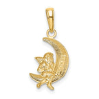 FJC Finejewelers 10 kt Yellow Gold and Rhodium Polished Moon with Angel Charm 17 x 11 mm