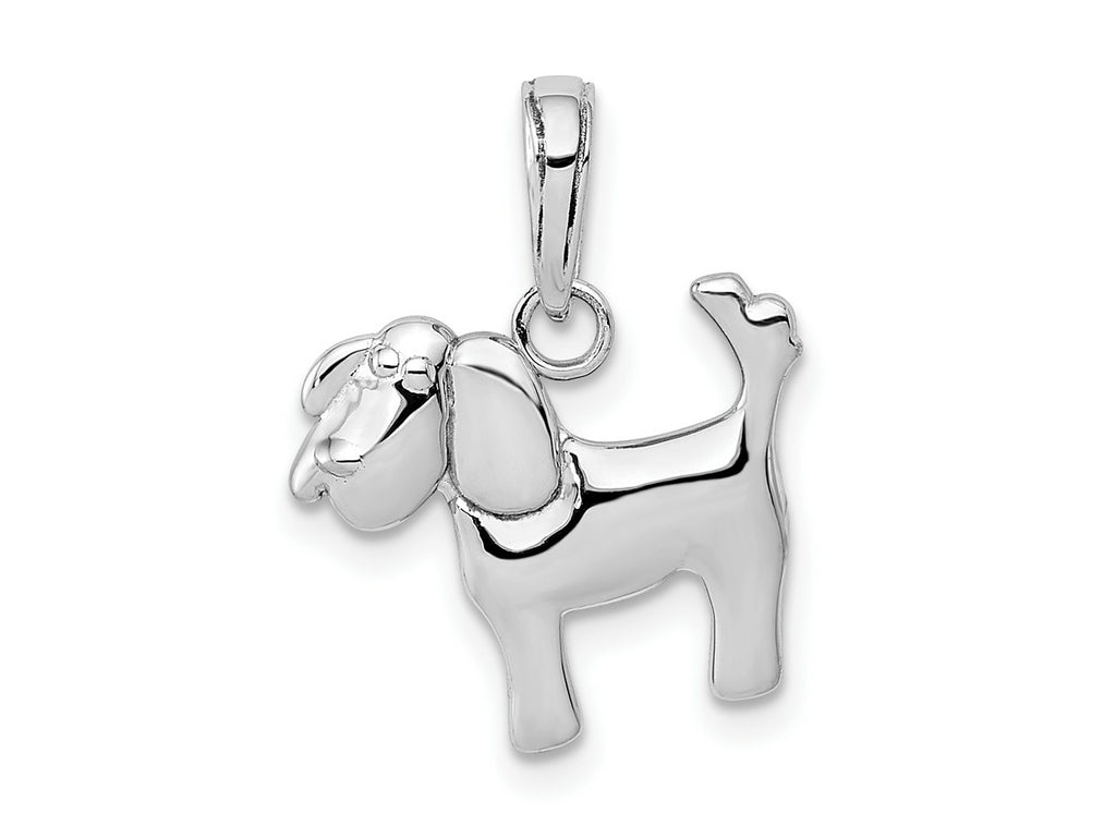 FJC Finejewelers 10 kt White Gold Themed Polished Dog Charm 16.2 mm x 14.8 mm