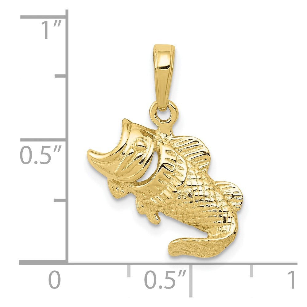 FJC Finejewelers 10 kt Yellow Gold Large Mouth Bass Fish Small Charm 16 x 18 mm