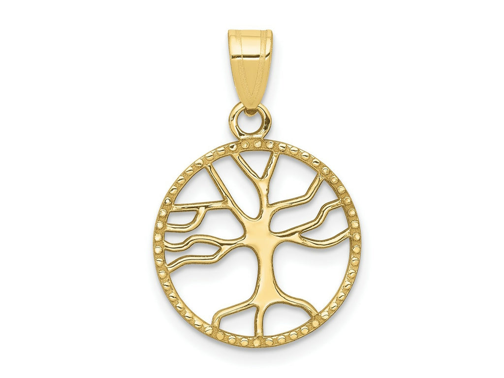 FJC Finejewelers 10 kt Yellow Gold Themed Gold Polished Small Tree of Life in Round Charm 23 mm x 15 mm