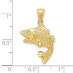 FJC Finejewelers 10 kt Yellow Gold Themed Gold Polished and Textured Bass Charm