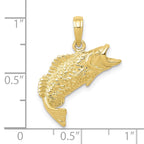 FJC Finejewelers 10 kt Yellow Gold Themed Gold Polished and Textured Bass Fish Charm