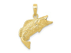 FJC Finejewelers 10 kt Yellow Gold Themed Gold Polished and Textured Bass Fish Charm