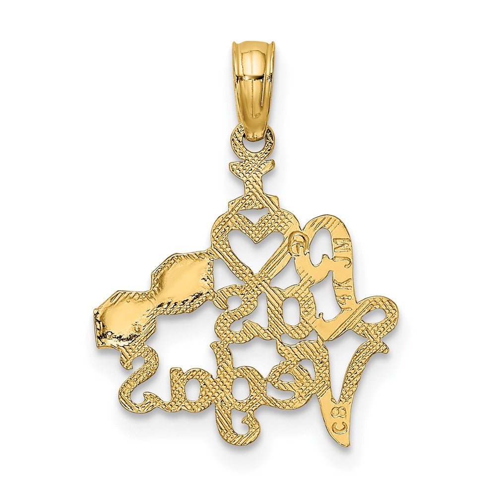 FJC Finejewelers 10 kt Yellow Gold I HEART LAS VEGAS with Dice Engraved Charm 18 x 15 mm