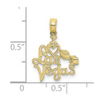 FJC Finejewelers 10 kt Yellow Gold I HEART LAS VEGAS with Dice Engraved Charm 18 x 15 mm