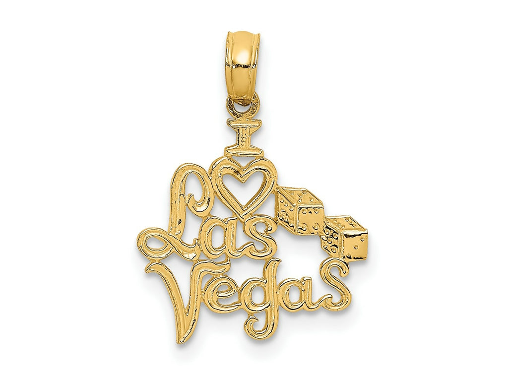 FJC Finejewelers 10 kt Yellow Gold I HEART LAS VEGAS with Dice Engraved Charm 18 x 15 mm