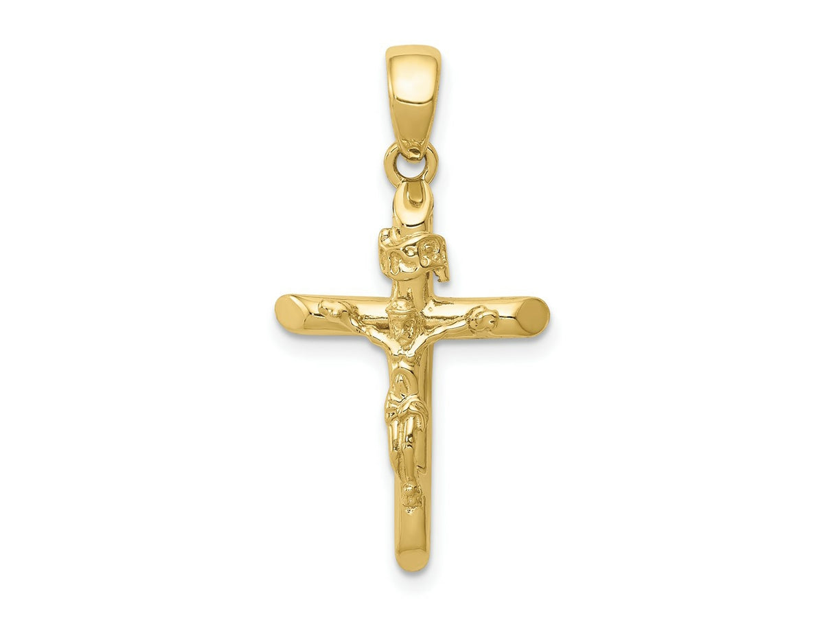 FJC Finejewelers 10 kt Yellow Gold Themed Polished 2-D Crucifix with Jesus on Cross Charm 28.5 mm x 16 mm