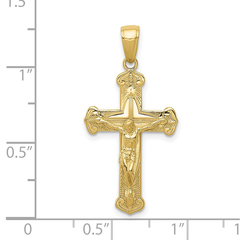 FJC Finejewelers 10 kt Yellow Gold Themed Gold Polished Textured Crucifix Charm 31.83 mm x 15.4 mm