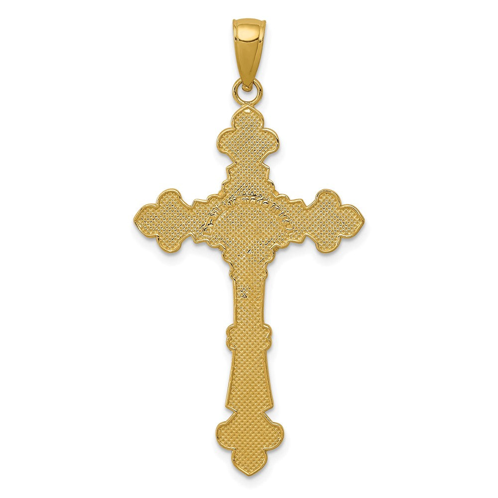 FJC Finejewelers 10 kt Yellow Gold Polished Textured INRI Crucifix Fleur de Lis Charm 45 x 23 mm
